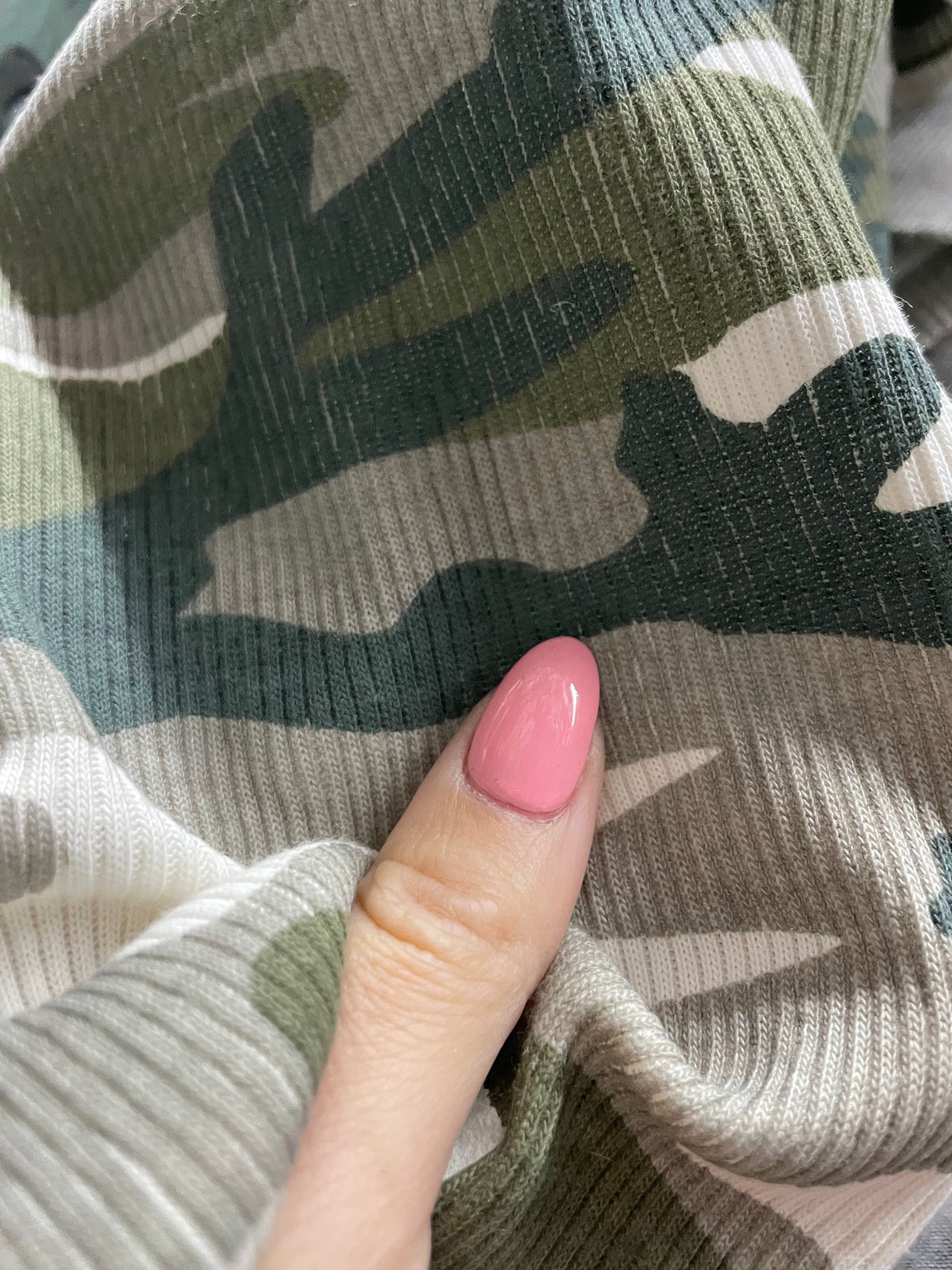 Green White Gray Black Camo Cotton Rib Knit "GI Jessica"