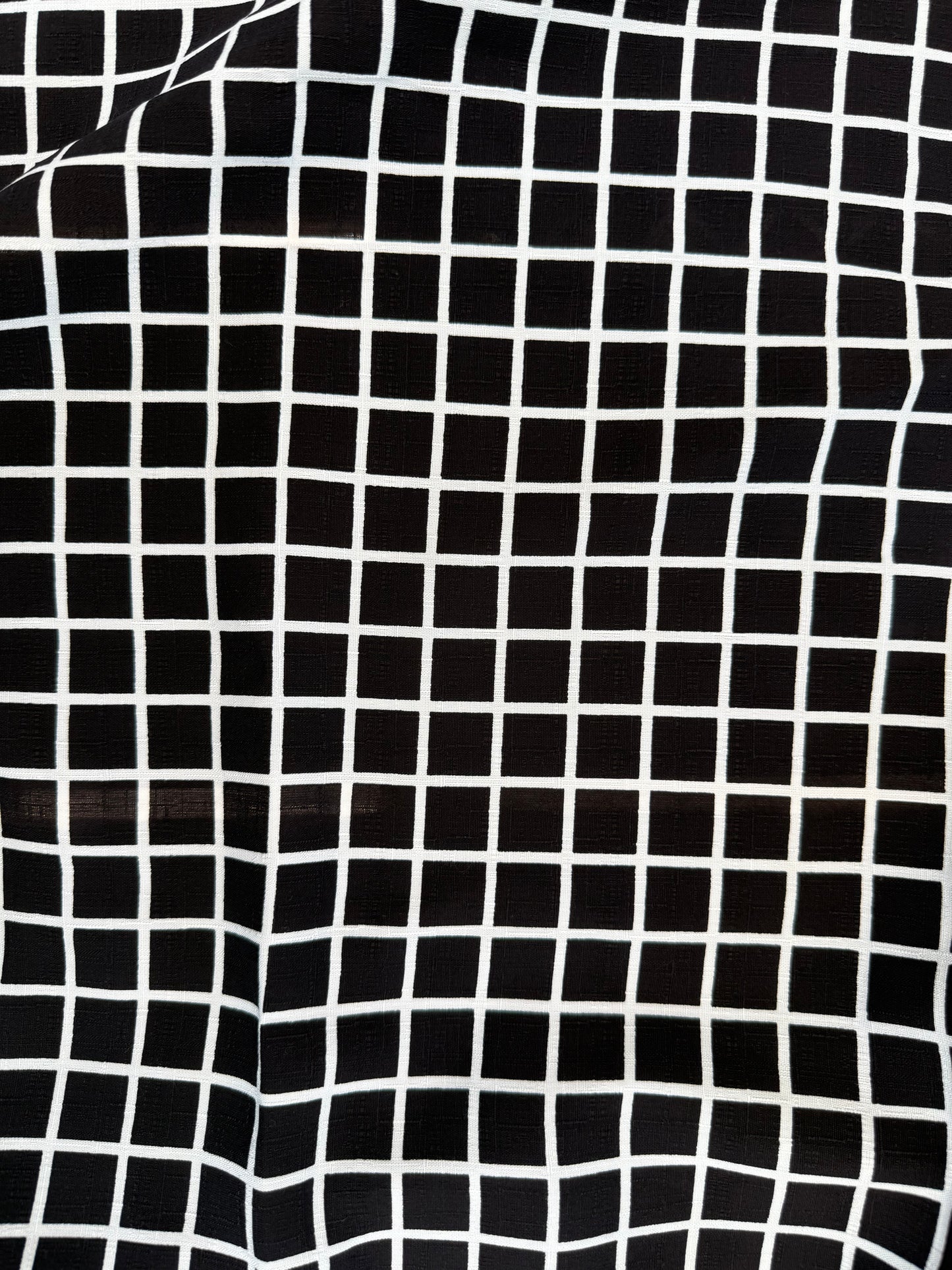 Black White Grid Square Print Rayon Crepe Woven "Grid Screen"