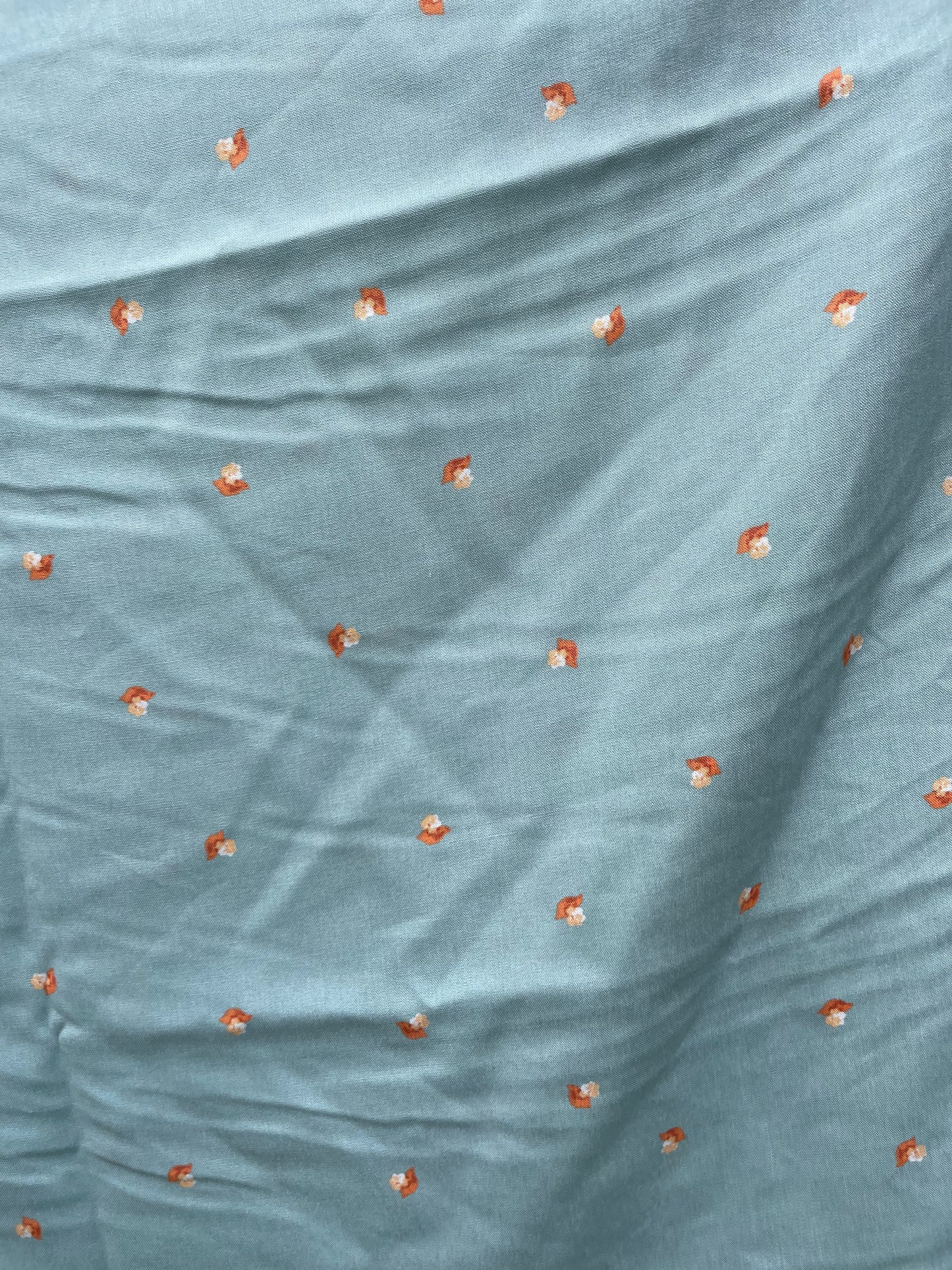 Sage Orange Mini Floral Rayon Challis Woven " Sage Happens"