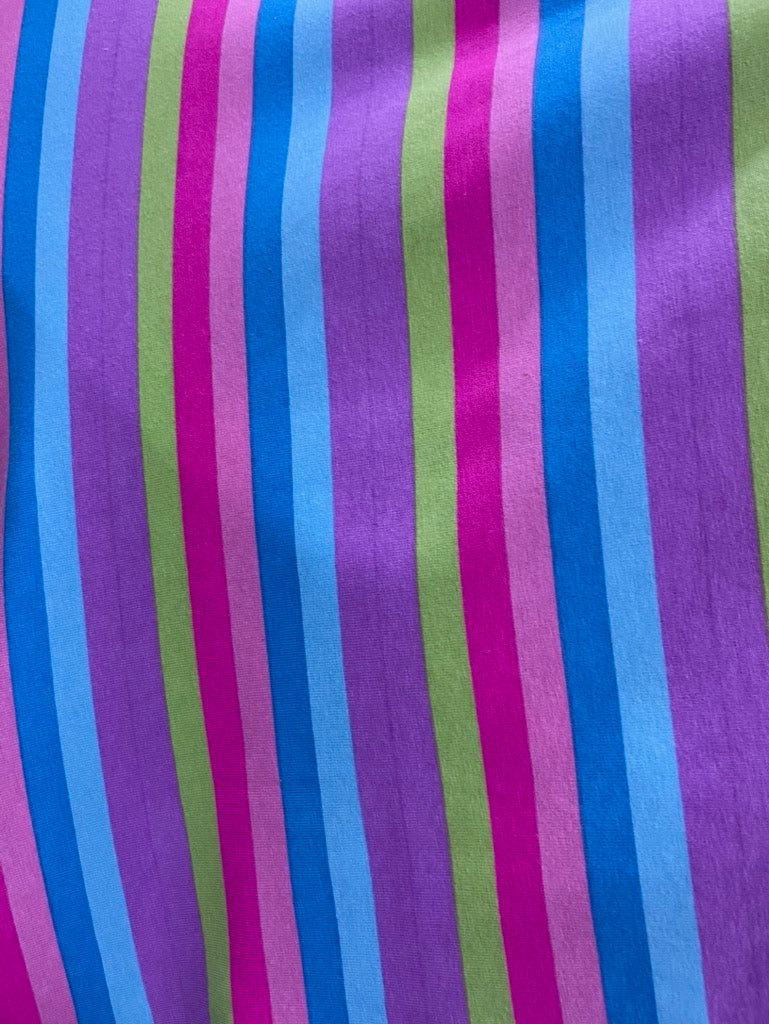Blue Green Pink Purple Horizontal Stripe Cotton Spandex Jersey Knit "Funky Fresh"