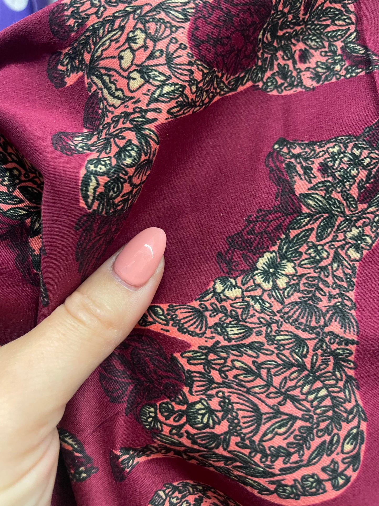 Pink Floral Fox Print Cotton Spandex Sateen Woven "Fox Bouquet"