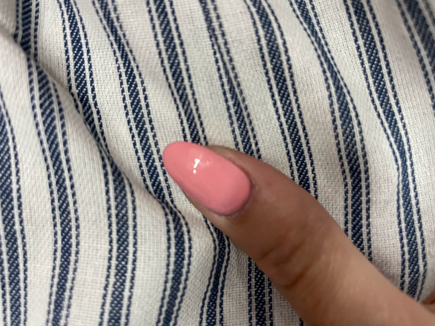 Blue White Ticking Stripe Cotton Poplin Woven "Bedtime Stripes"