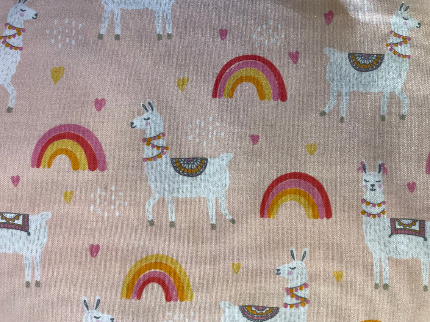 Peach Lama Heart Rainbow Baby Cotton Poplin Print "Lama Love"