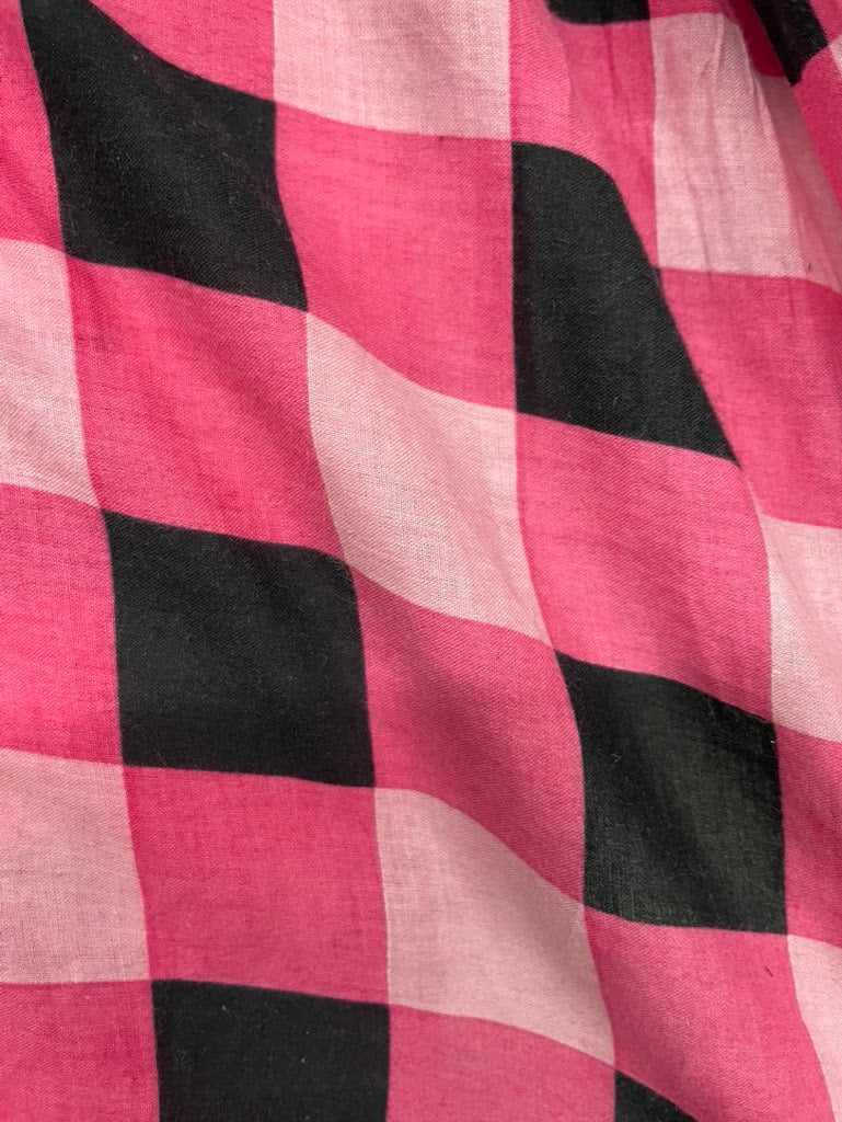 Pink Black Large Gingham Sheer Vintage Cotton Voile "Pink Cadillac"