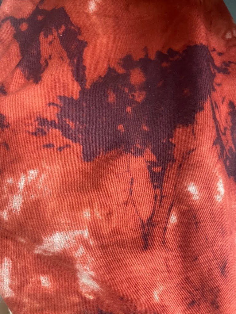 Red White Tie Dye Print Design Cotton Spandex Twill Woven "Blood Ink"