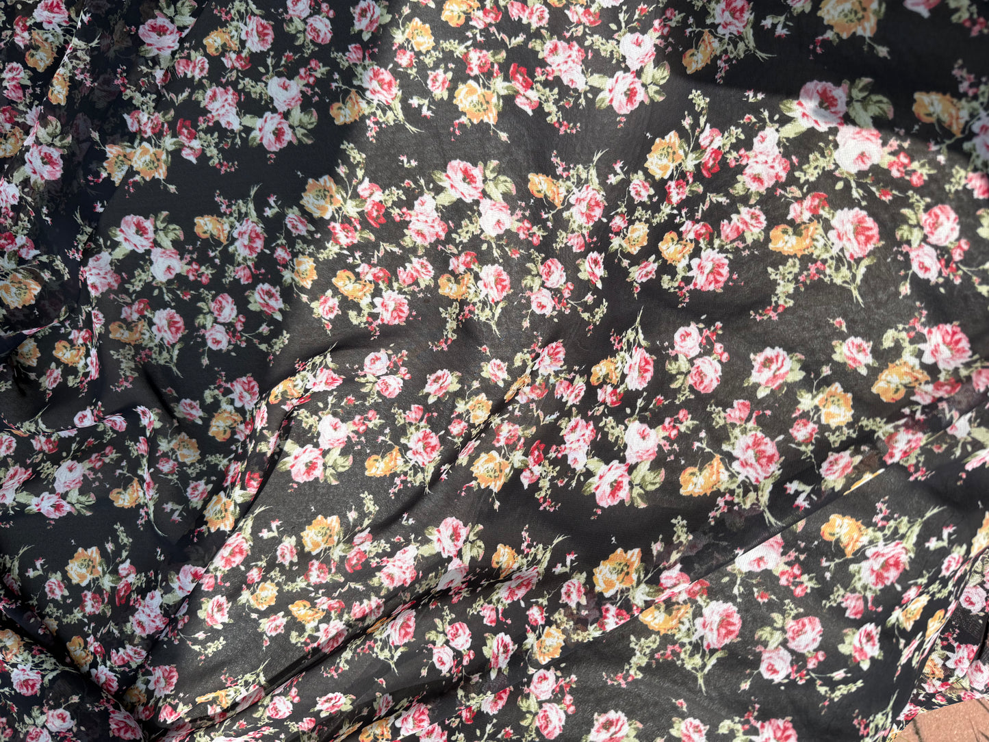 Black Red Rose Polyester Chiffon "Rebel Rose"