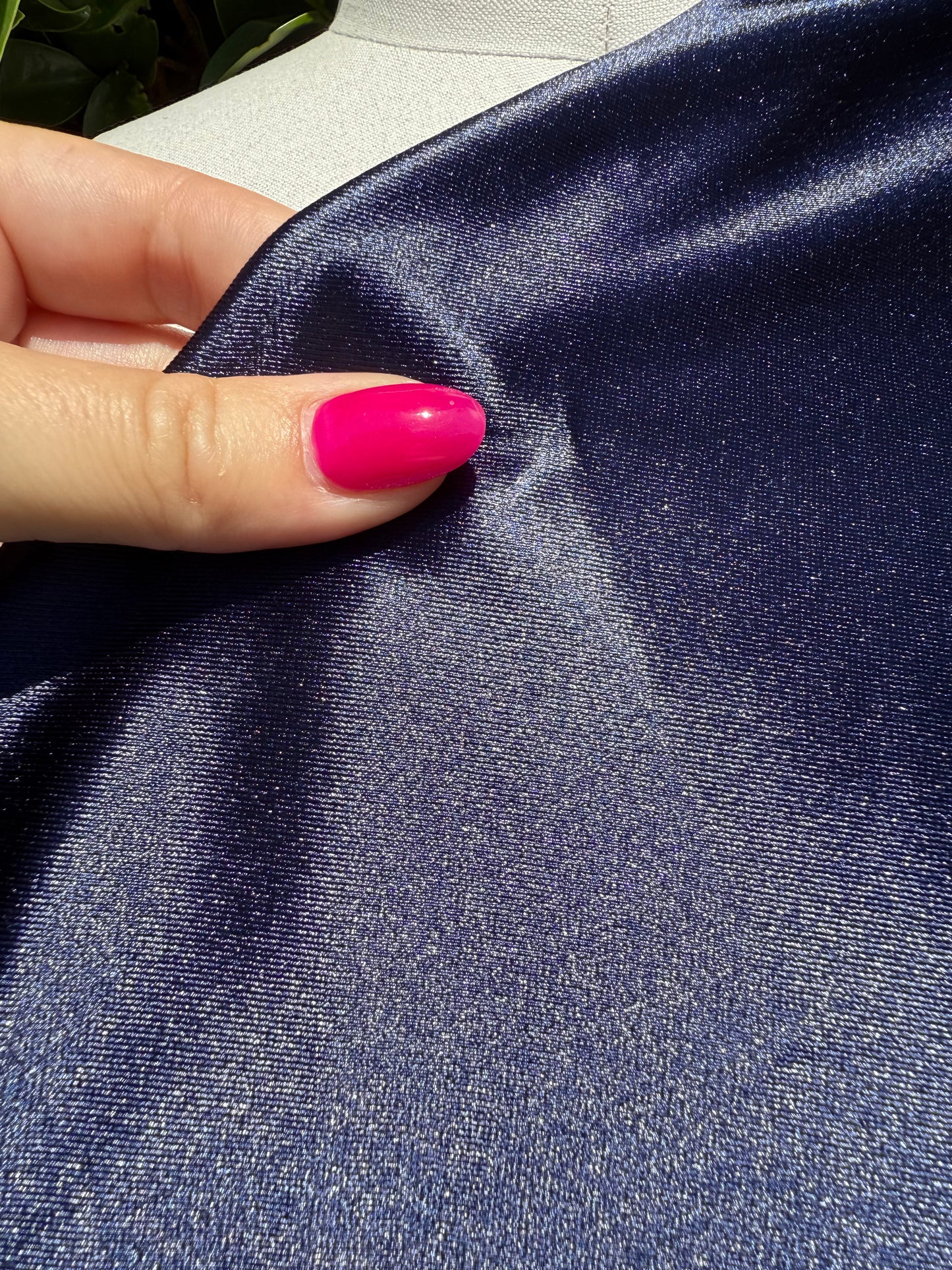 Navy Blue Solid Shiny Nylon Spandex Casino 4-way stretch Knit "Superhero Navy"