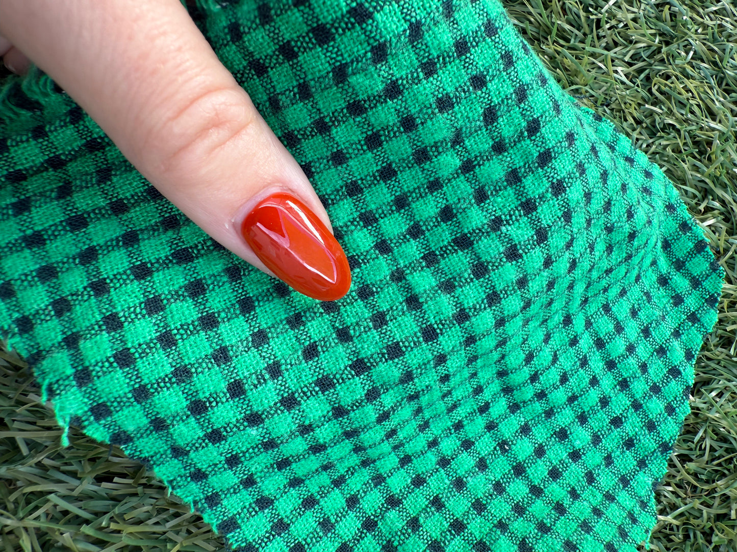 Green Navy Check Mini Plaid Cotton Woven "Kelly in Green"