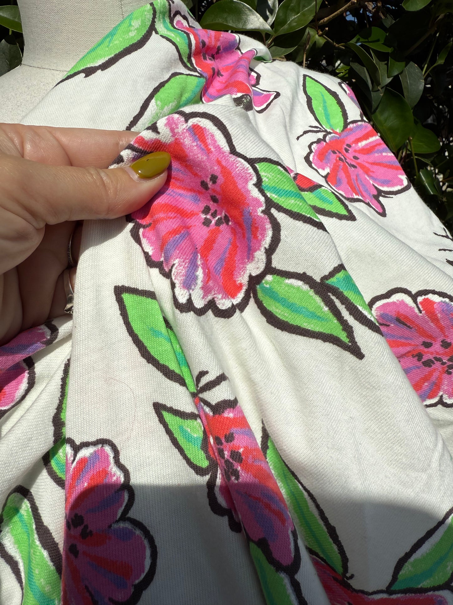 Pink Purple Green Black Red Illustration Floral Vintage Cotton Jersey "Rachel Blooms"