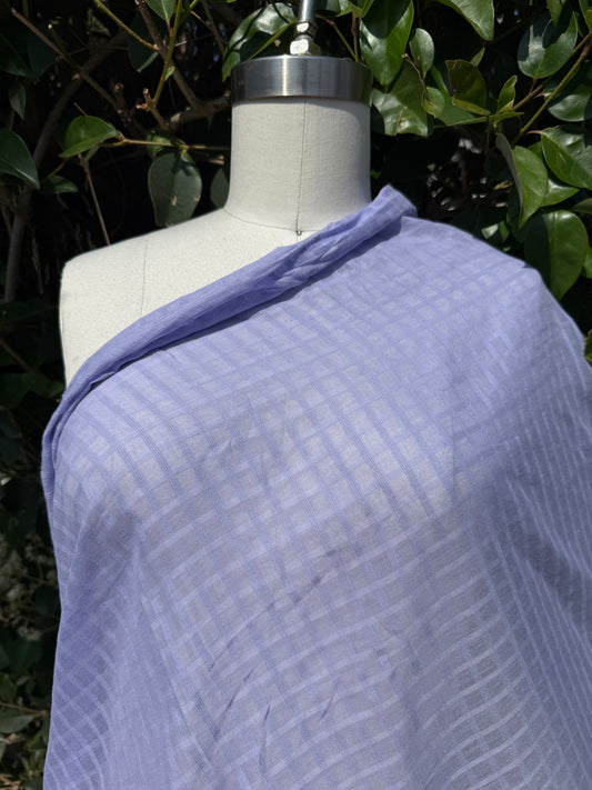 Lavender Purple Square Windowpane Cotton Voile Woven Sheer Fabric "Window Gaze"