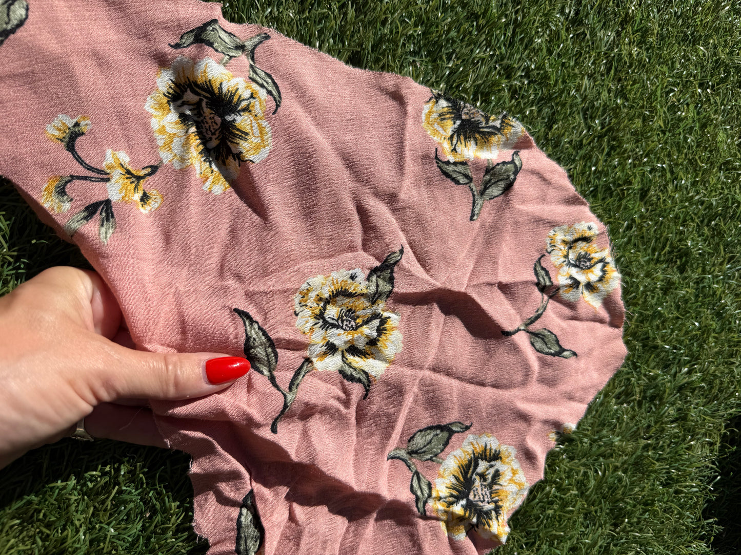 Pink Yellow White Green Floral Rayon Crepe Woven "Desert Bloom"