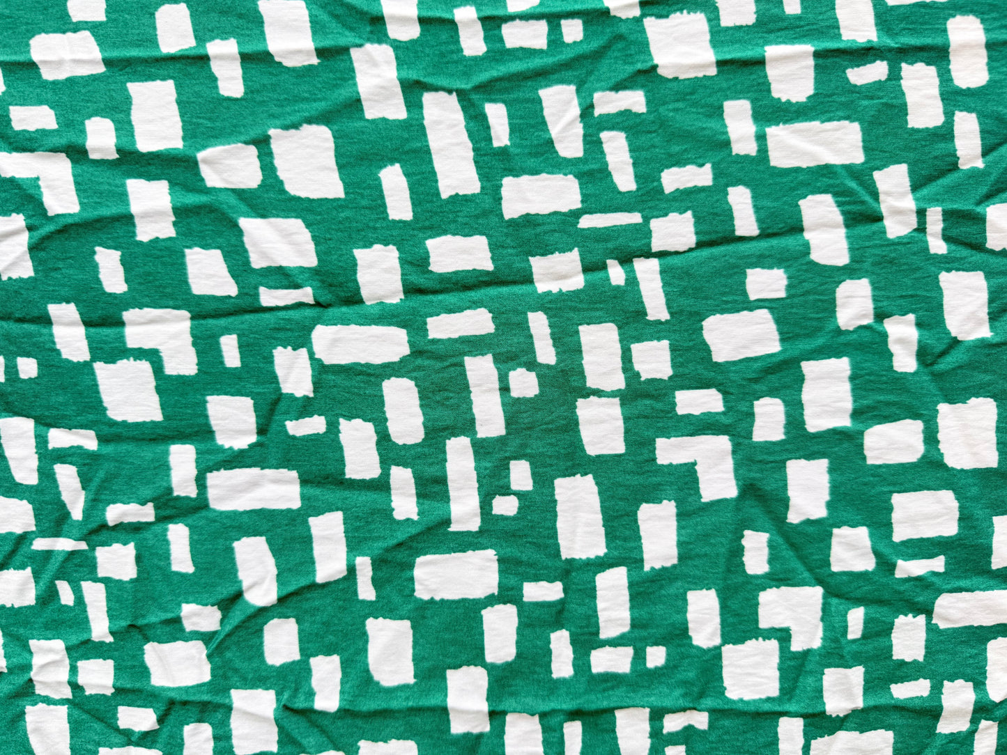 Green White Abstract Marks Print Rayon Fille Woven "Square Peas"
