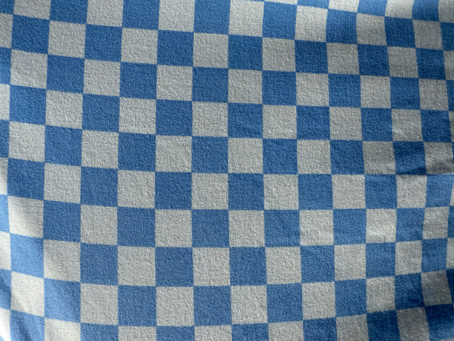 Light Blue White Checker Plaid Polyester Spandex "Sky Squares"