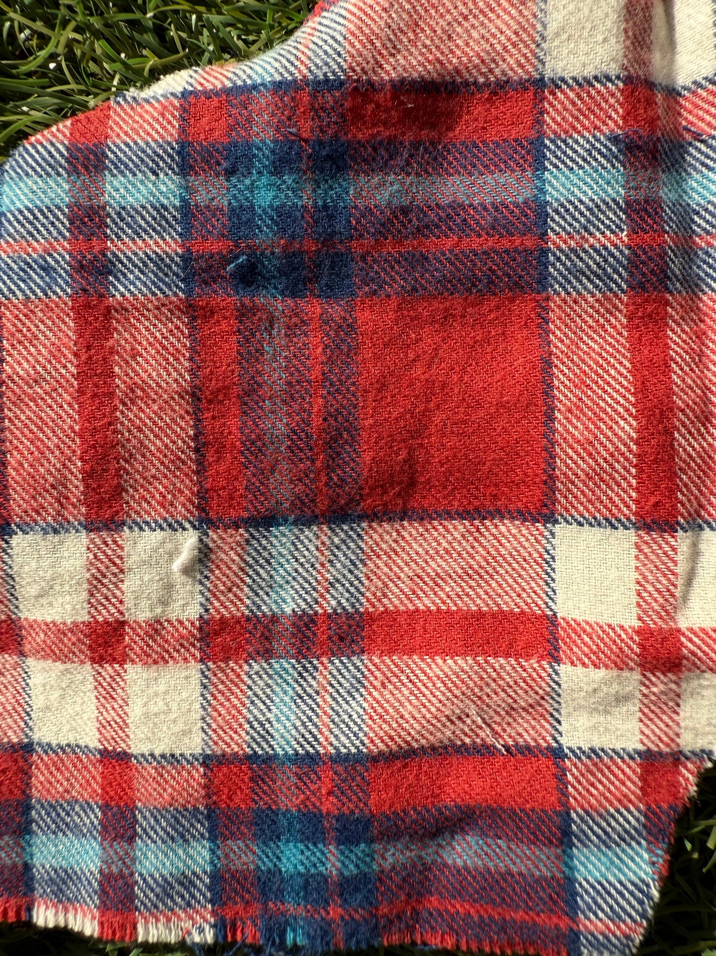 Red Blue White Plaid Cotton Flannel Woven "Rustic Ribbons"