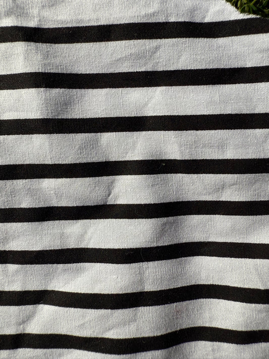 Black White Vertical Stripe Cotton Spandex Poplin Woven "Line of Beauty"