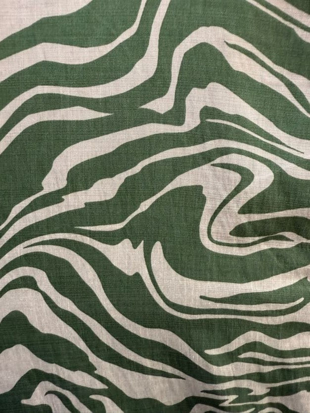 Sage Green White Zebra Animal Print Rayon Faille Woven "Grassy Zebra"
