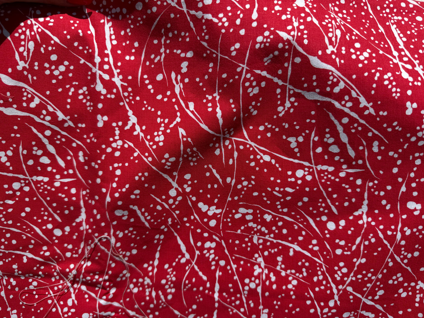 Red White Splatter Paint Vintage Cotton Poplin Woven "Spilled Pollock"