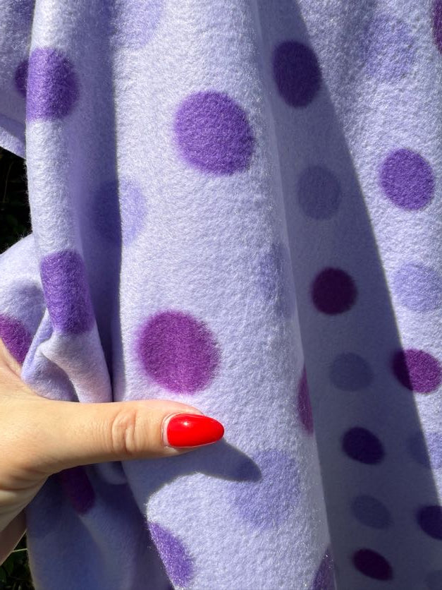 Purple Lavender Polka Dot Print Polyester Polar Fleece "Polka Poppin"