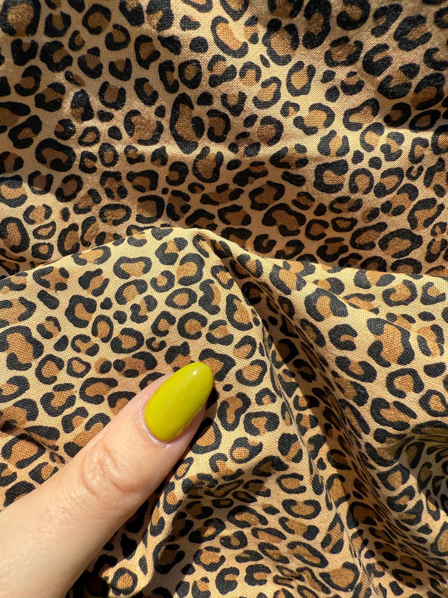 Brown Tan Black Leopard Print Cotton Quilt Poplin “Wild Cat”