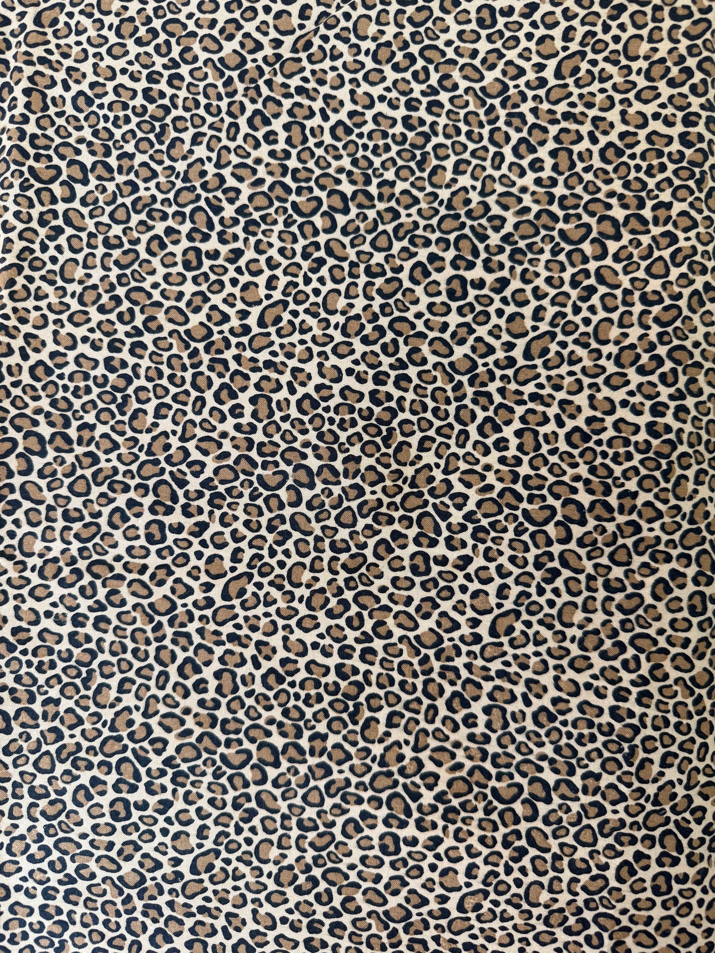 Brown Tan Black Leopard Print Cotton Quilt Poplin “Wild Cat”