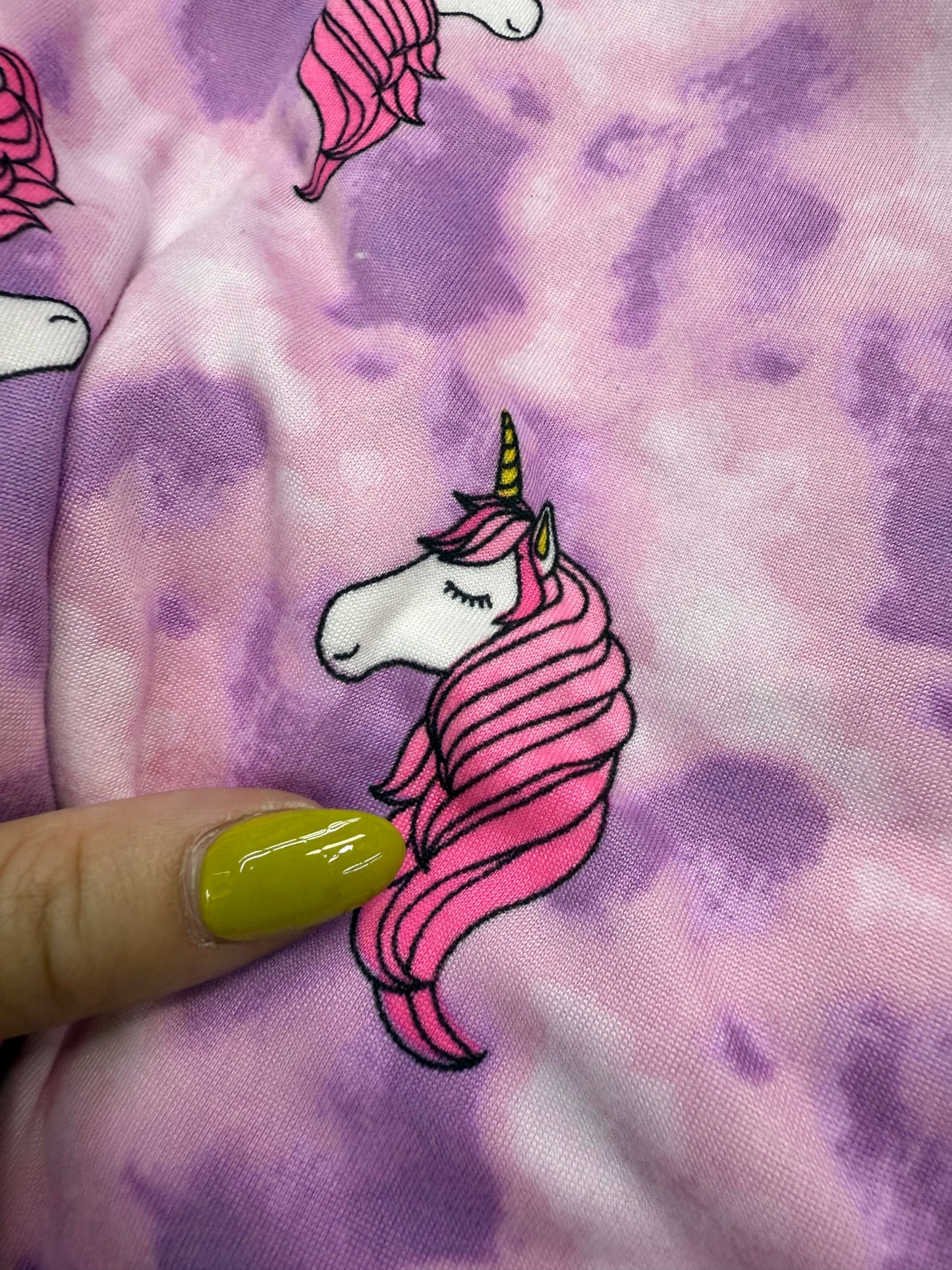 Purple Pink White Yellow Tie-dye Unicorn Animal Polyester Spandex Jersey Knit "Pastel Dreams"