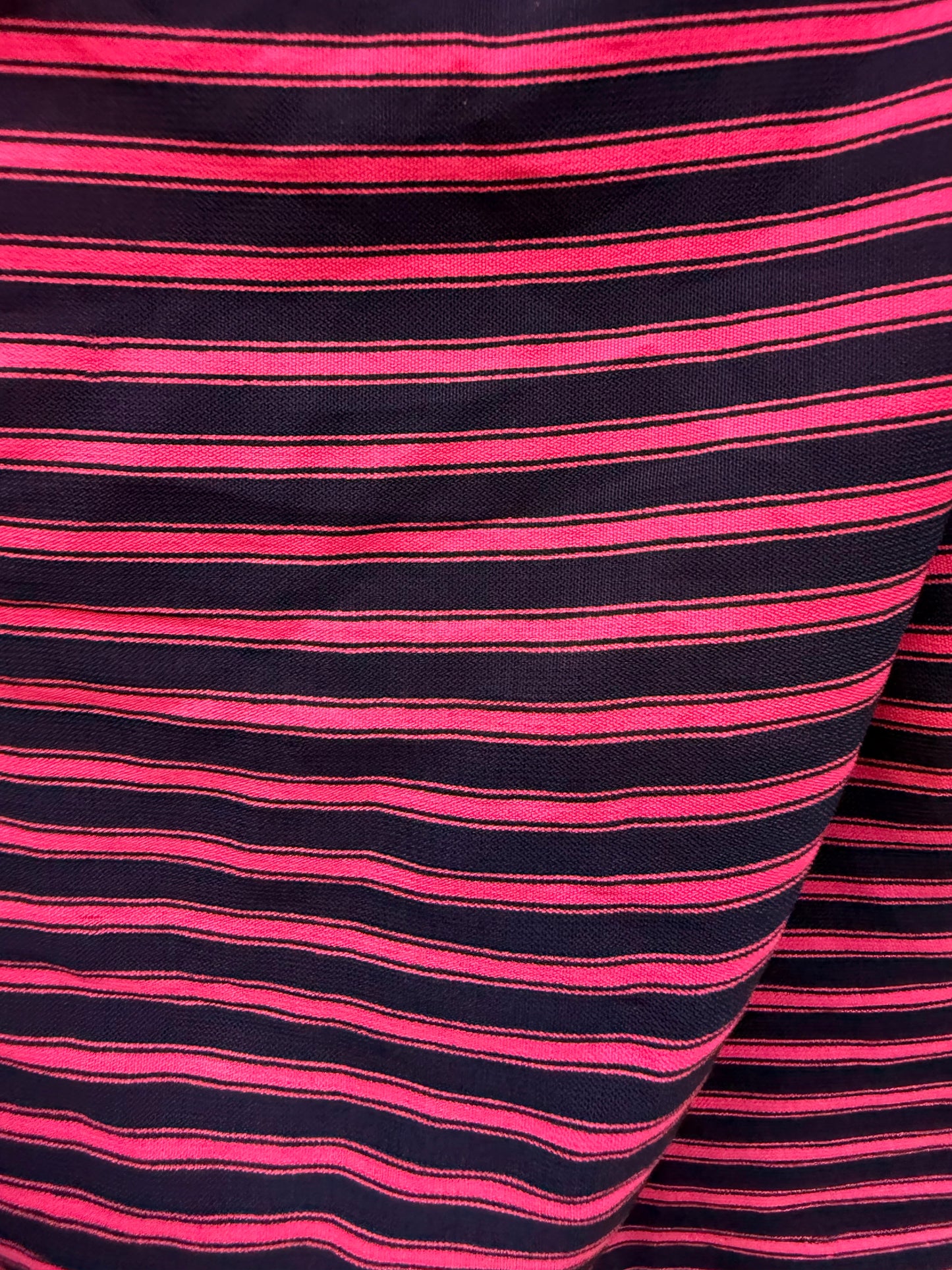 Neon Pink Navy Thin Stripe Polyester Woven "Legally Pink"