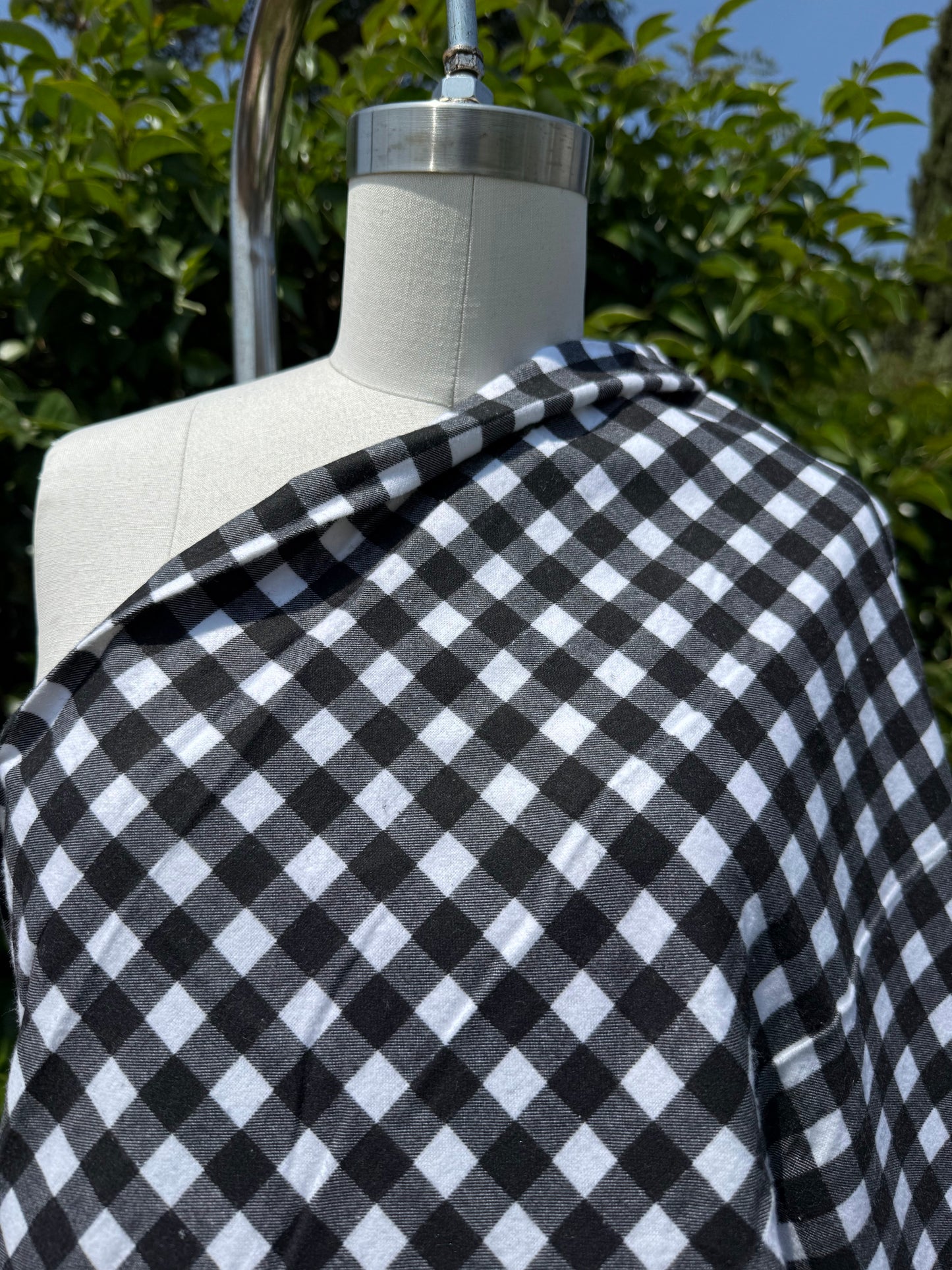 Black White Gingham Plaid Cotton Flannel Quilt “Perfect Farm”