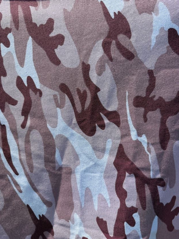 Pink Mauve White Camo Print Cotton Rib "Combat Cupid"