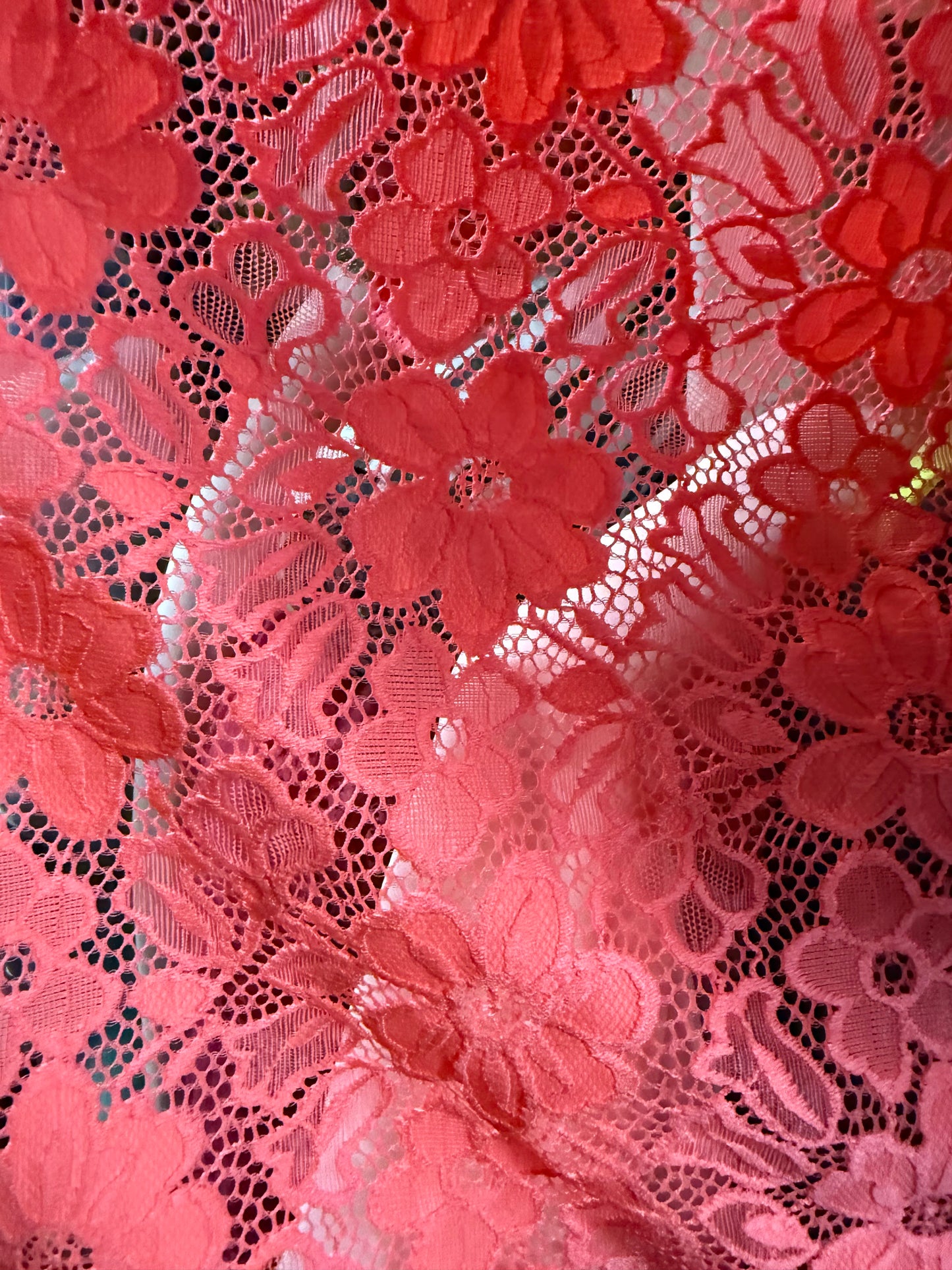 Neon Coral Floral Lace Polyester Spandex "Neon Nance"