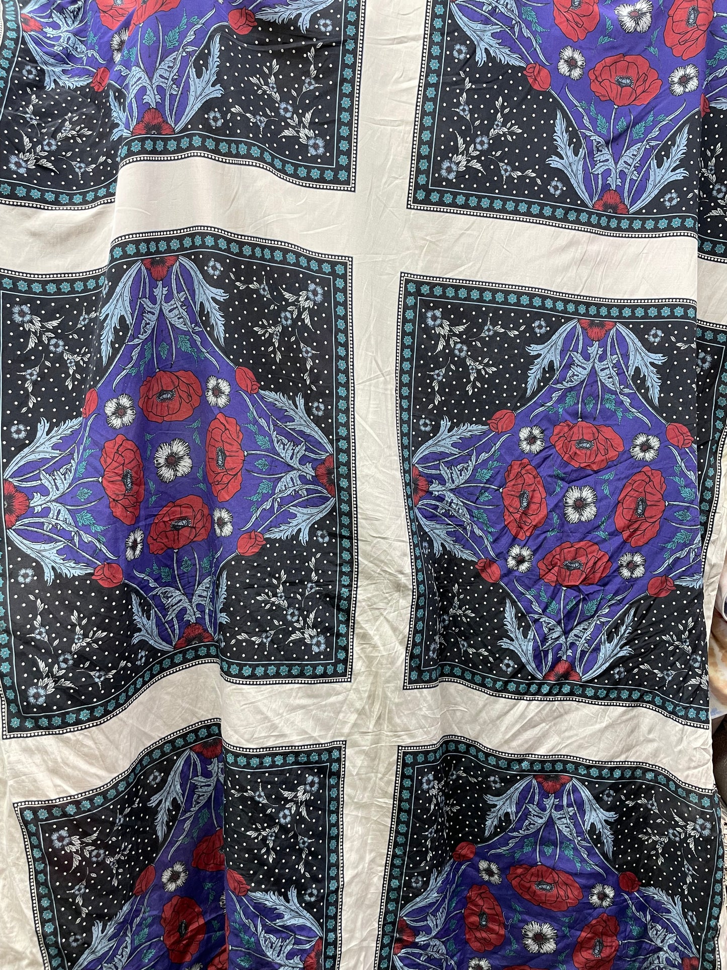Silk Cotton Voile Poppy Scarf Print “Poppin’ Poppy’s”