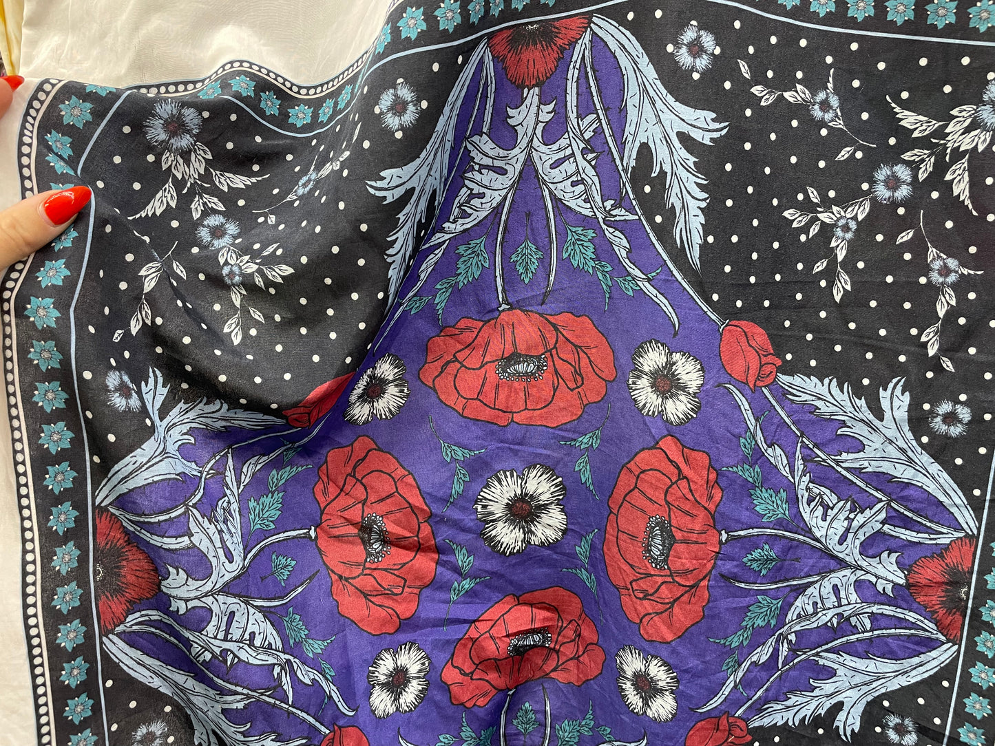 Silk Cotton Voile Poppy Scarf Print “Poppin’ Poppy’s”