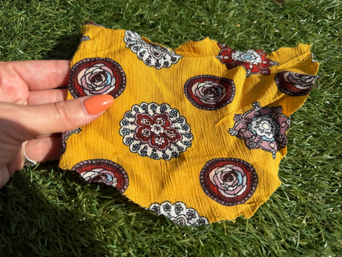 Gold Yellow White Boho Print Rayon Crepe Woven "Joshua Tree Summer"