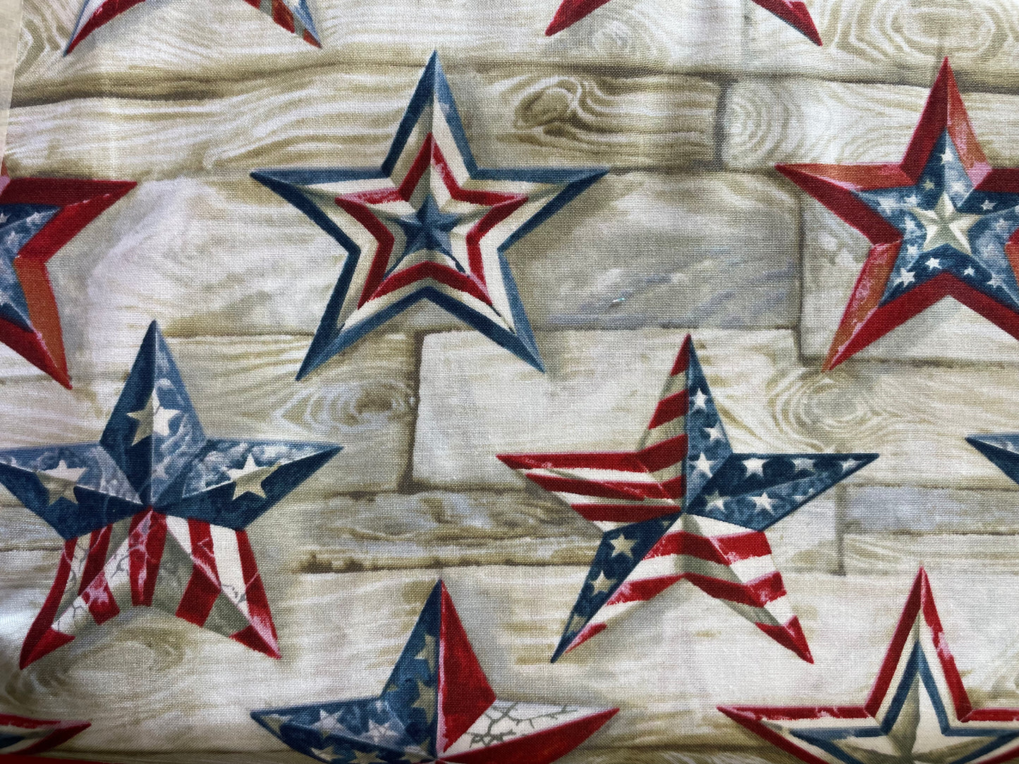 Star Grey USA Flag Red White and Blue Stars and Stripes Cotton Poplin "Spangled Stars"