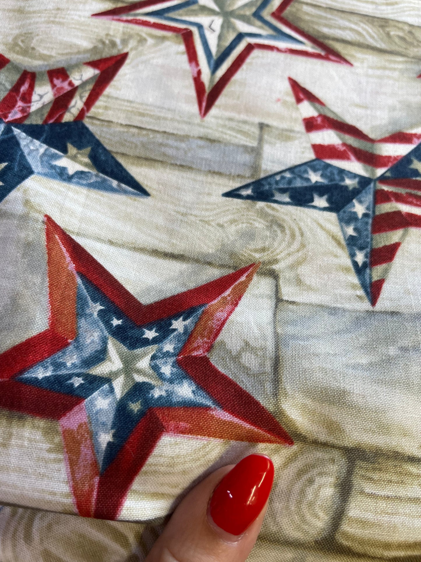 Star Grey USA Flag Red White and Blue Stars and Stripes Cotton Poplin "Spangled Stars"