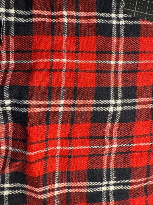 White Red Black Plaid Cotton Flannel "Brawny "