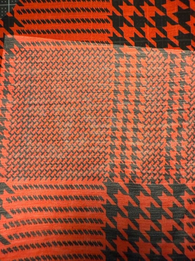 Black Red Mixed Sized Houndstooth Print Sheet Polyester Chiffon "Set List"