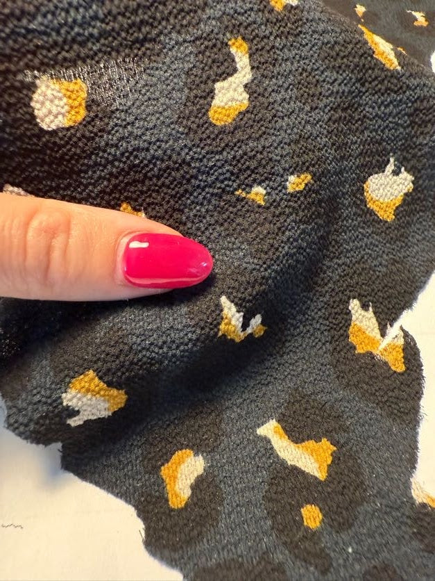 Blue Teal Black White Yellow Leopard Print Polyester Crepe "Night Prowl"