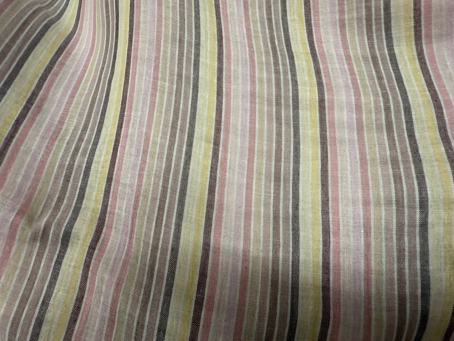 Pink Tan Yellow Tan Brown White Stripe Double Face Cotton Gauze "Bright Days Ahead"