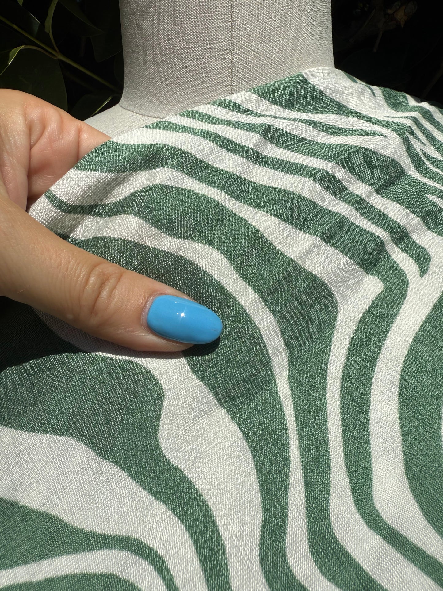 Sage Green White Zebra Animal Print Rayon Faille Woven "Grassy Zebra"
