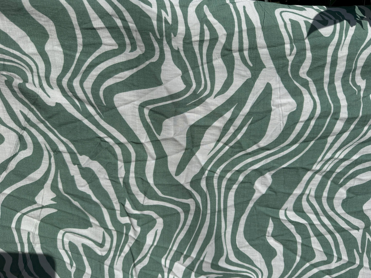 Sage Green White Zebra Animal Print Rayon Faille Woven "Grassy Zebra"
