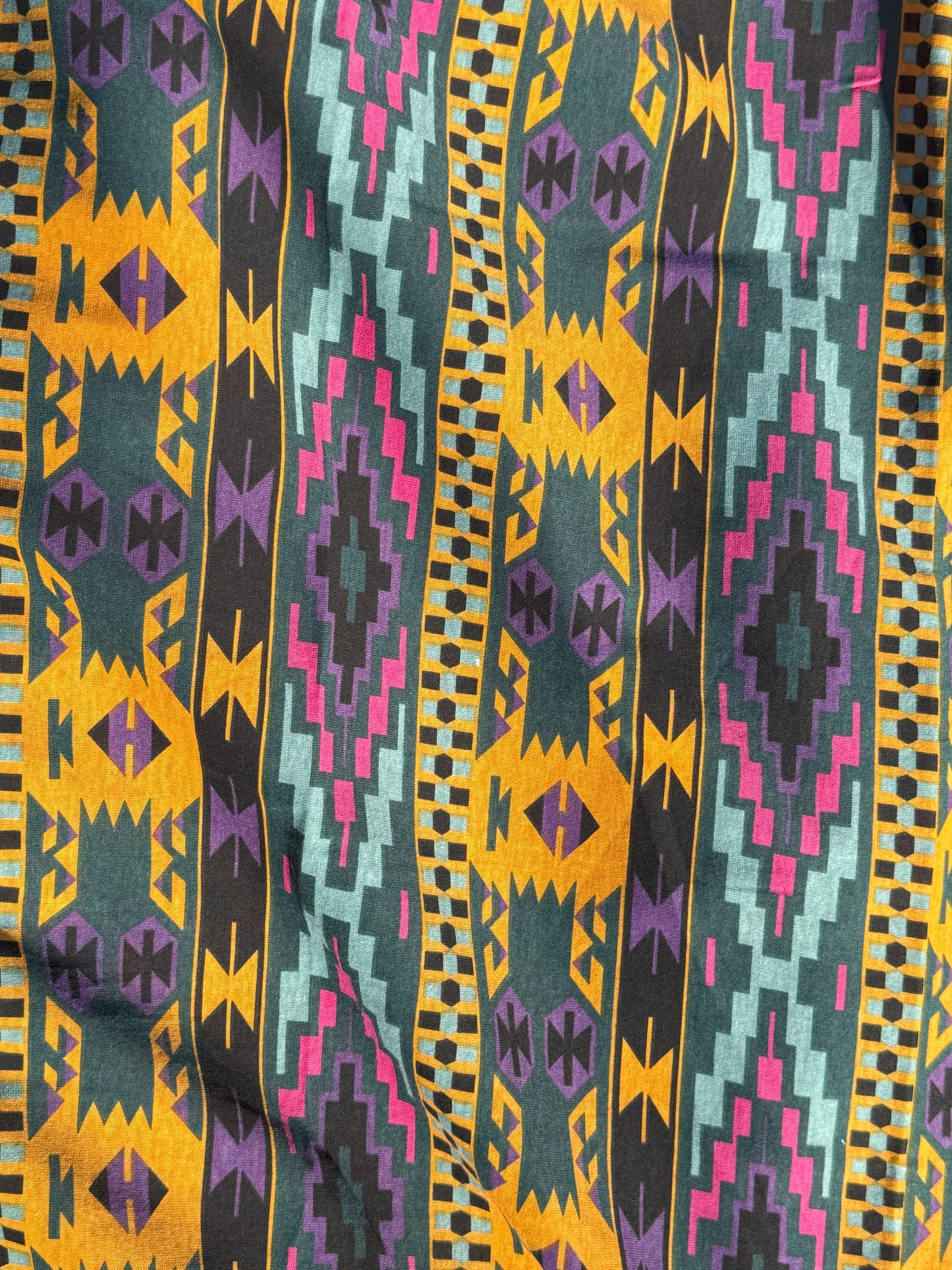 Yellow Purple Pink Blue Geometric Southwestern Vintage 90s Cotton Jersey "Stargaze Cactus"
