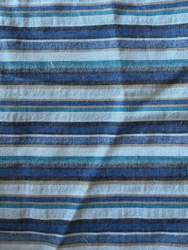 Blue Teal Tan White Navy Stripe "Blue Wondering"
