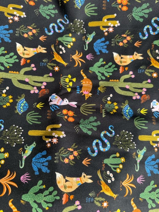 Navy Yellow Pink Purple Blue Green White Orange Brown Cactus Floral Animals "Desert Life"