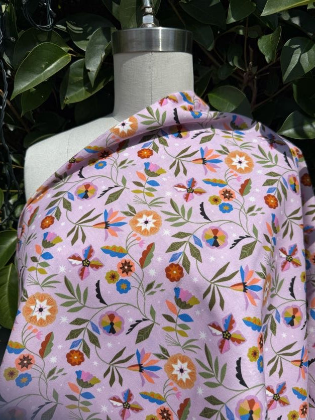 Lavender Orange Brown Green Blue Red Black Pink Tan Coral White Floral Stars "Deco Floral"