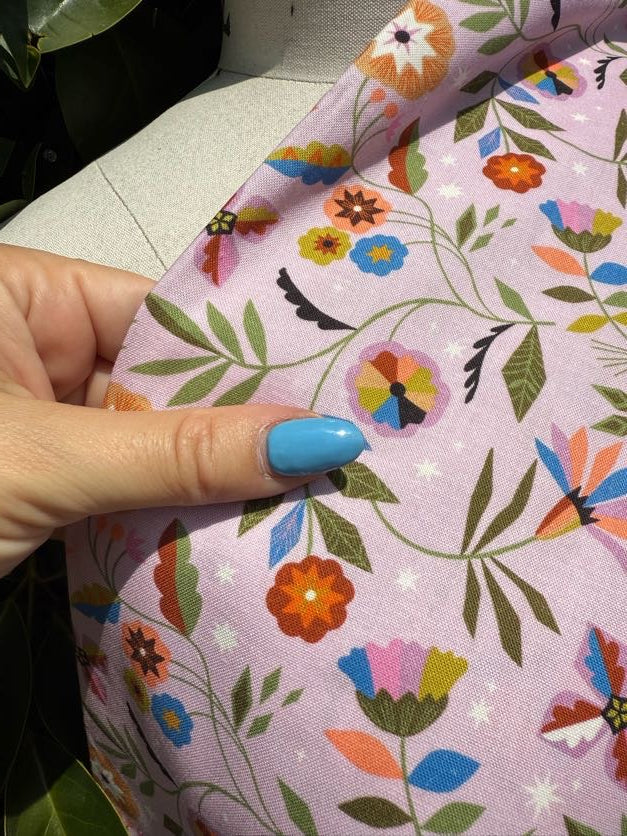 Lavender Orange Brown Green Blue Red Black Pink Tan Coral White Floral Stars "Deco Floral"