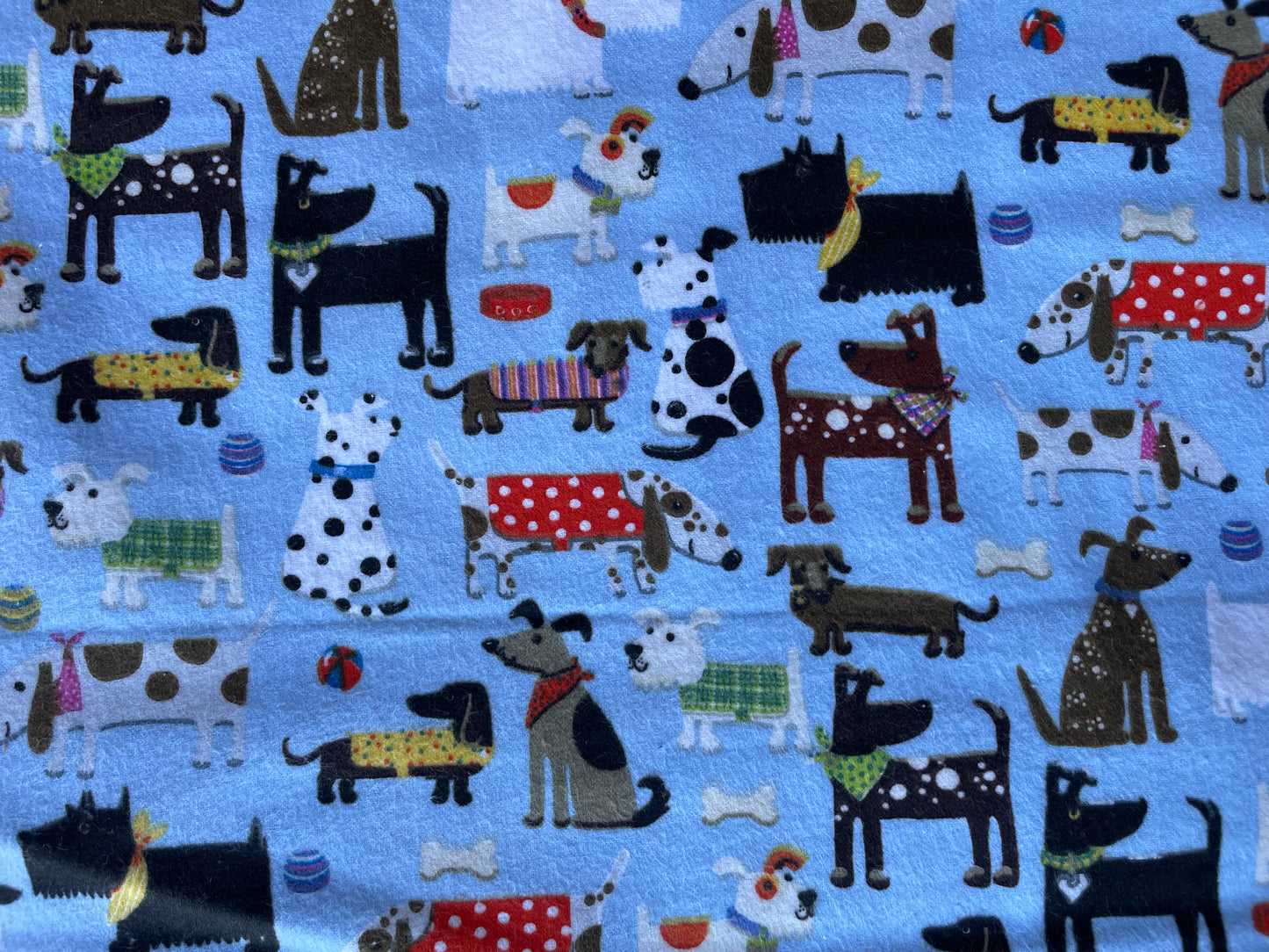 Multi Color Dog Animal Print Cotton Burhsed Flannel "Puppy Power"