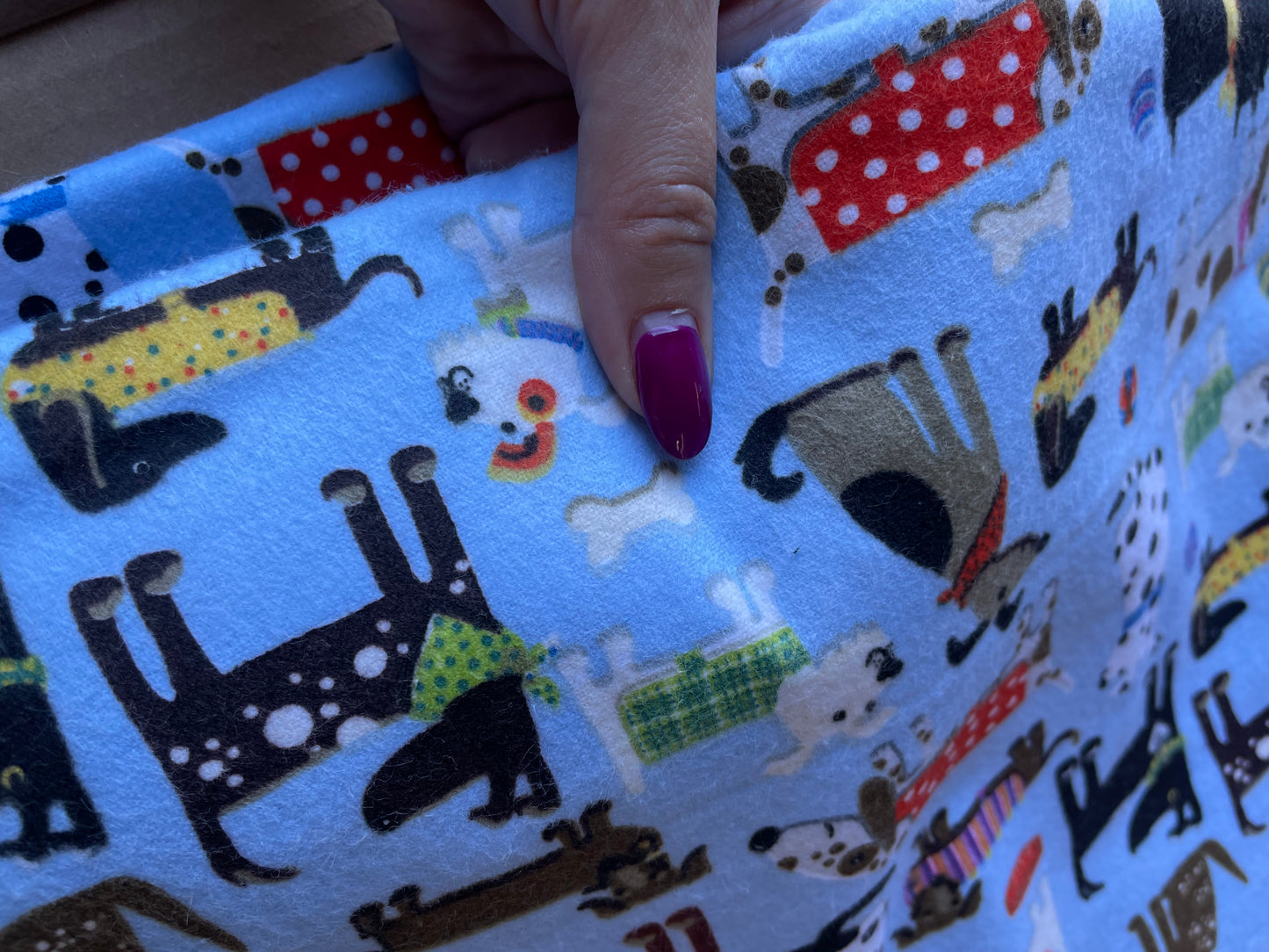 Multi Color Dog Animal Print Cotton Burhsed Flannel "Puppy Power"