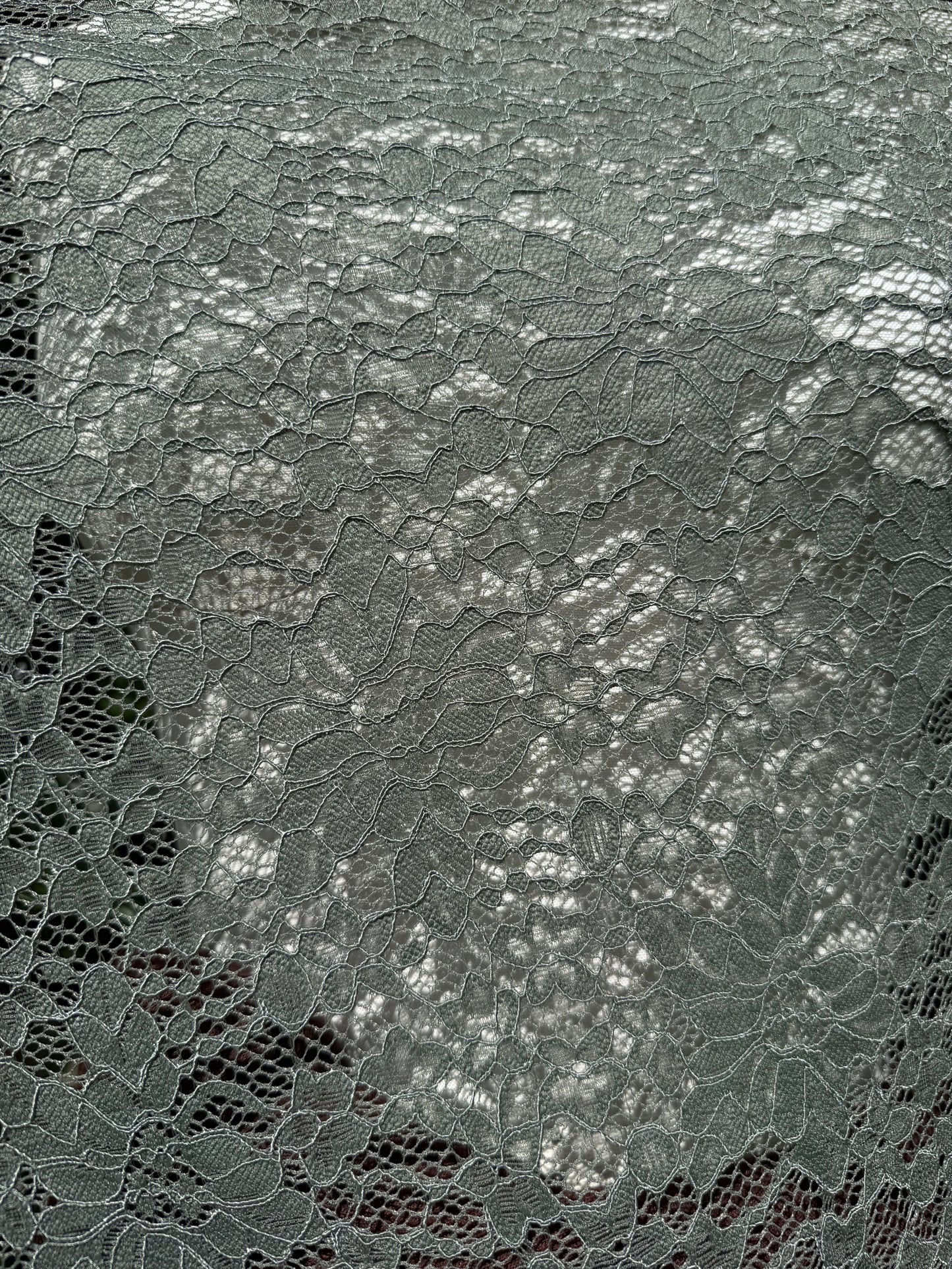 Gray Floral Mesh Overlay Polyester Spandex Stretch Lace "Pretty Gargoyle"