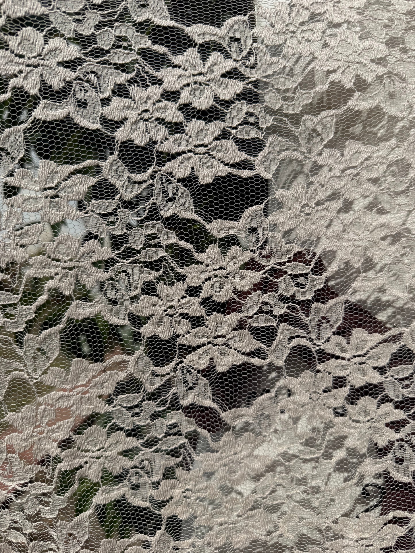 Ivory Floral Mesh Lace Overlay Polyester Spandex Stretch Lace "Antique Lace "