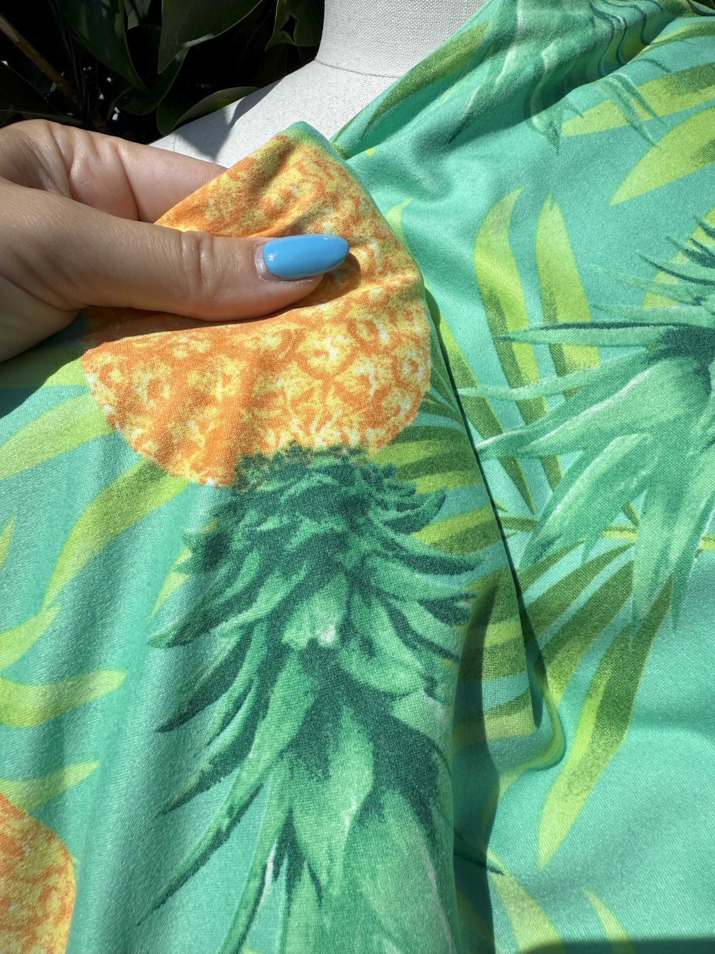 Mint Yellow Pineapple Large Print Polyester Spandex DTY Jersey "Agua de Pina"